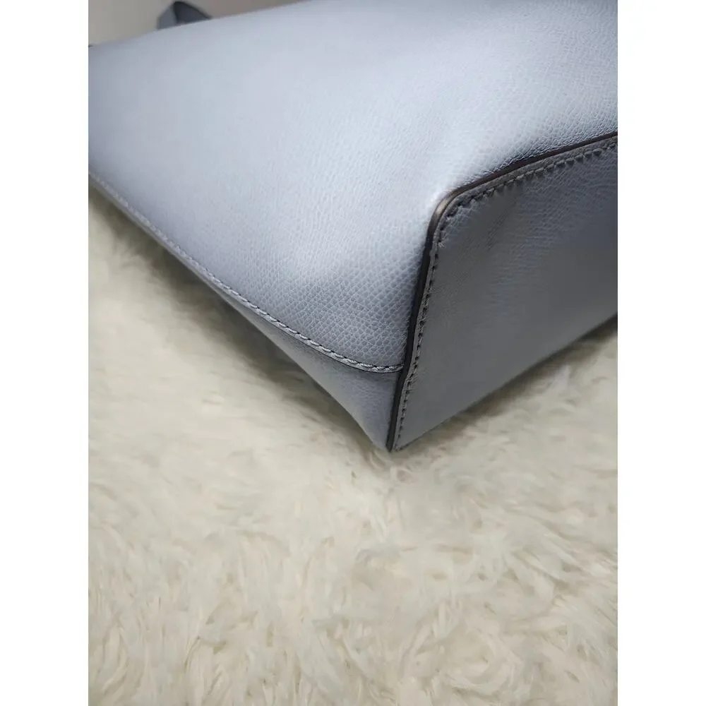 Michael Kors Light Blue Leather Tote with Gold Plaque - Picture 9 of 15